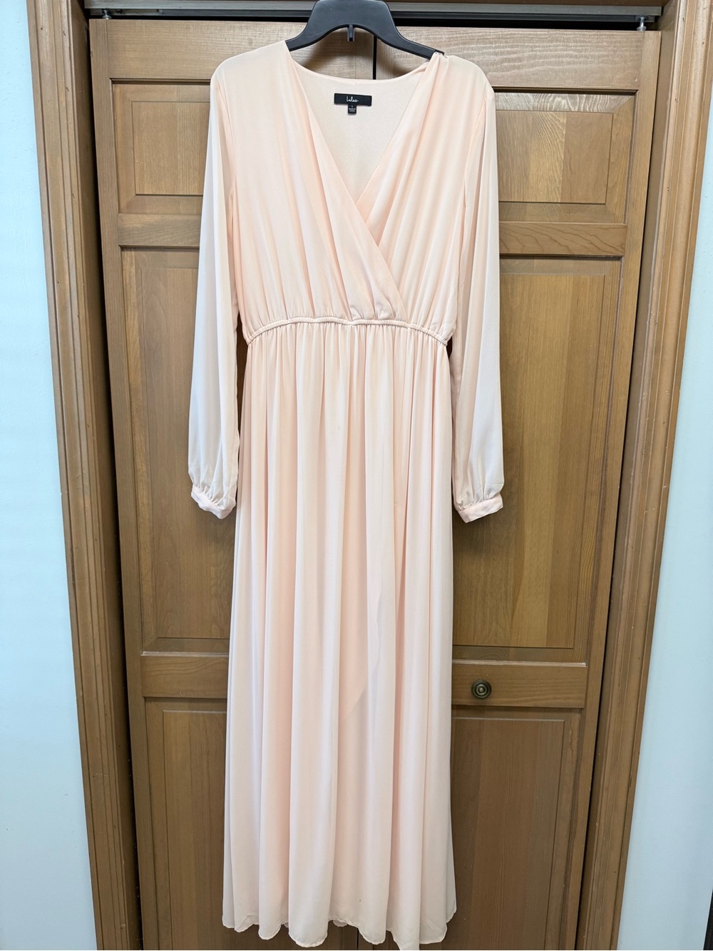 Lulu's Blush Maxi Dress with Surplice V-Neck